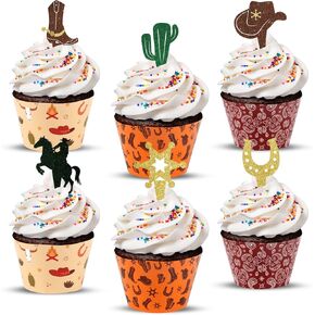 48 Pack Sports Balls Cupcake Toppers and Wrappers, Football Basketball Soccer Baseball Cake Decoration for Sport Theme Birthday Party Sports Game Day Party Supplies