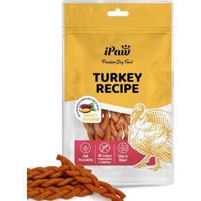 iPaw Turkey Dog Treats, All Natural Human Grade Dog Treat, Suitable for Training chew, US Sourced Raw Material, Hypoallergenic, Rawhide Alternative, Braided Stick (Duck Liver)