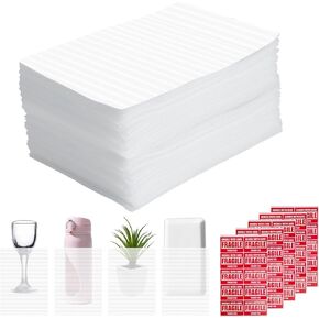 200 Pack Foam Pouches,4 Sizes Cushion Foam Pouch:14x14,12x12,12x7.5,7.5x7.5 Inch,Includes 50 Fragile Labels | EPE Protective Packaging for Moving, Packing,Transportation and Storage,Moving Supplies