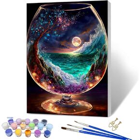 YALKIN Paint by Numbers Kits for Adults, Landscape Framed Painting by Number Kits On Canvas,DIY Color Oil Painting Acrylic Paints,Home Wall Decor 12x16in/30x40cm (with Frame)