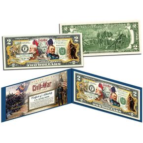 American Civil WAR 150th Anniversary Uncirculated Two Dollar Bill Special Edition Collectible Display Holder and Certificate