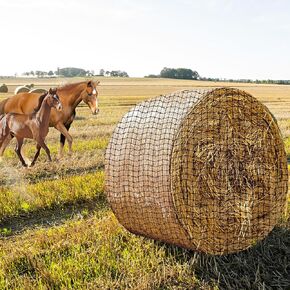 SST Round Bale Hay Net, 5x5 ft Hay Nets for Horses & Livestock - Slow Feeder Hay Nets with 2 inches Hole, Heavy Gauge Large Hay Net for Horses, Cattle, Sheep in Farms and Pastures