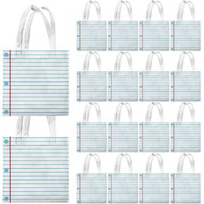 Yizeda 20Pcs Back to School Teacher Appreciation Gift Bags with Handle Non-woven Notebook Goodie Treat Bags First Day of School Gifts Wrapping Bag for Classroom Party Birthday Decor Supplies
