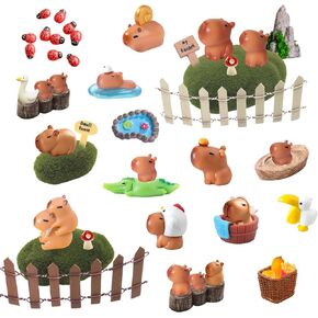 50PCS Mini Capybara Resin Figures Cute Miniature Capybara Accessories Mini Resin Capybara Garden Decorations Sets for Cake Topper Fairy Garden Ornament Party Favors