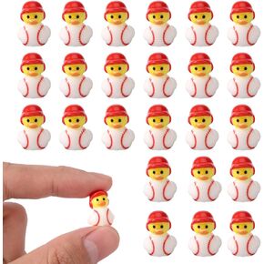 25pcs Baseball Resin Duck, Miniature Sport Duck Ornament Baseball Party Favors Micro Landscape Ornament for Dollhouse Garden Accessories (Red)