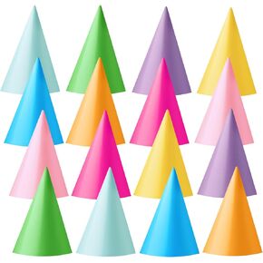 48 PCS Birthday Party Cone Hats 8 Assorted Colors Mini Paper Hats with Elastic Cord for Kids, Adults, Colorful Headwear for Birthday Party Baby Shower Christmas Anniversaries