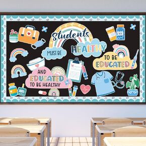 48Pcs Boho Healthy Bulletin Board Decorations Set Healthcare Workers Nurse Classroom Bulletin Boards Medical RN Paper Cutouts for Doctor Appreciation Week Hospital Nursing School Hospital Wall Decor
