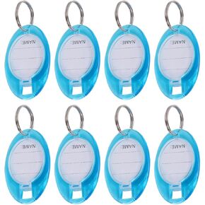 Sewroro 50pcs Plastic Key Tags with Split Ring Label, Oval Key Tags Colorful Tough Plastic Key Chain Tags Identifying Tags