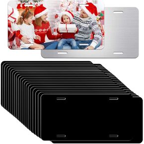 100 Pack Black Aluminum License Plate Blanks – 6x12 Inch Metal Tags for Laser Engraving, Vinyl, UV Printing, Bulk Custom Design Plates - 0.025 Thickness/0.65mm