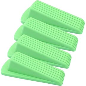 4Pcs Door Stoppers, Heavy Duty Rubber Door Stopper Wedge for Carpet, Tile, Wood & Concrete Floors, Non-Slip Stackable Gap Guards with Safety Protection (Yellow)