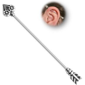 16G Key Industrial Piercing Jewelry Surgical Steel, Heart Industrial Bar Piercing, Industrial Jewelry for Women and Men in Kuwait