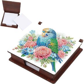 JISHSHAY Diamond Painting Note Box Bird Diamond Art Notecard Box Flower Gem Art Sticky Note Holder Gem Painting Embroidery Kit Mosaic Kits for Adults Memo Pad Holder, Contains 160 Sheets of Paper