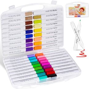 FANYUETIAN 36 Colors Alcohol-Free Acrylic Paint Markers Set - Premium Art Supplies for Rocks,Canvas & Adult Coloring Books,Non-Bleeding Ink for All Ages