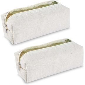 2 Pack Pencil Case Pouch for Stationery Organizer (Beige)