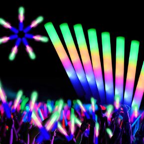 12 PCS Foam Glow Sticks Bulk With 3 Modes Colorful Flashing,Foam Light up Sticks,Glow Sticks for Wedding,Glow in Dark Party Supplies for Wedding,Halloween, 4th of July,Raves,Concert,New Year