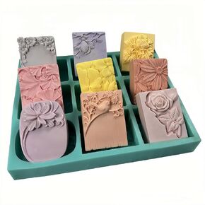 9 Cavities Mixed Flower Soap Mould,DIY Flower Silicone Mold for Soap,Candle,Fregrance Wax,Chocolate, Cake,Aroma Plaster,Decorated Resin Craft Making