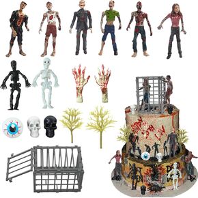 21 Pcs Zombie Cake Decor - Zombie Birthday Party Supplies - Cake Toppers for Halloween