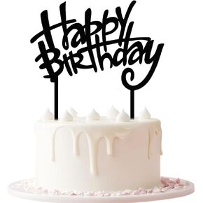 Happy Birthday Cake Topper, Black Acrylic Versatile Cake Topper for Birthday Party Decoration Ideas, Perfect Keepsake for your family and friends