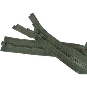 YKK #5 Molded Vislon Olive Green Medium Weight Jacket Separating Zipper - Choose Your Length - Color: Olive Green #567 - Made in The United States (1 Zipper Per Pack) (27" Inches)