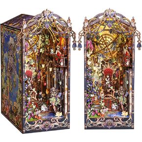 Kisoy DIY Book Nook Miniature Kit with 3D Wooden Puzzle, DIY Manual Book Stand for Bookshelf Insert Decor for Creative Assembled Bookends for Romantic Gift (Detective Famous Agency)