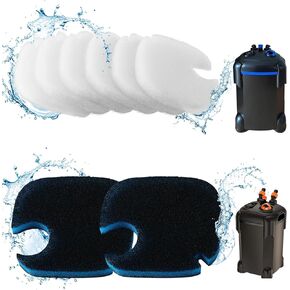 8 Pack Aquarium Canister Filter Pads Compatible with AMOSIJOY 172/225/265GPH Aquarium External Filter, 6 White Floss, 2 Coarse Pads with Activated Carbon Compatible with Coospider-repta