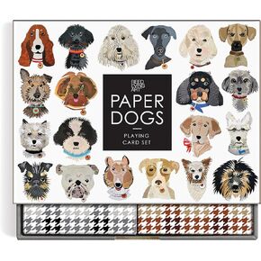 مجموعة البطاقات Galison Paper Dogs - مجموعة بطاقة سطح السفينة تتميز بنسبة 50 بطاقة للكلاب وبطاقتين من Cat Joker ، تم تعبئتها في صندوق قوي على طراز الدرج ، مثالي لليلة العائلة!
