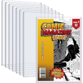8 Pack Hard Plastic Comic Book Holders, Crystal Clear Comic Book Display Sleeves Premium PVC Current Size Modern Comics Protection Regular Comics Magazine Storage for Collector Small Business