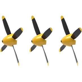 3 Sets of High-Performance 4-Blade Propeller Spares for Brushless 4 Channel RC Plane P51D Mustang 500mm Remote Control Airplane, Including Carbon Fiber Nose Cone, Propeller Savers