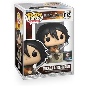 Pop Attack on Titan - Mikasa Ackerman in Survey Corp Outfit Limited Edition Exclusive Vinyl Figure Bundle with Compatible Funko Box Protector