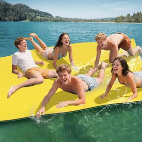 Floating Water Mat,6/7/8/9/10/12/18FT Lily Pad Floating Mats for The Water,3-Tier XPE Foam Floating Water Pad for Adults Kids with Bungee Tether/Storage Strap,Floating Mat for Lake,Pool,Beach