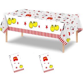 2Pcs Cartoon Rectangular Tablecloth 86x52 Inches for Kids Happy Birthday Table Decorations Plastic Disposable Table Cover Supplies