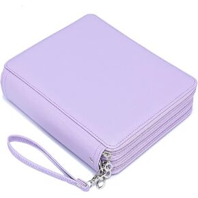 YOUNGCOL 200 Slots Colored Pencil Case - Deluxe PU Leather Pencil Organizer Holder With Zipper Closure Large Pencil Box for Colored Pencils Watercolor Pencils (Black, 200 Slots)