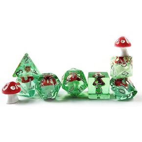 Mushroom 7PCS DND Polyhedral Dice Set, Cartoon Mushroom Dice for Role Playing Dice Games and RPG MTG Table Games