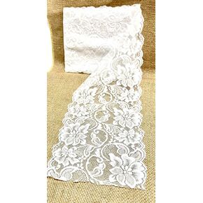 Natural White Floral Lace Yard Trim Soft Ribbon 6inch 15ft 5yards Eco Friendly, DIY Gift Wrapping, Weddings, Tie Backs Home Decor Crafts Decoration