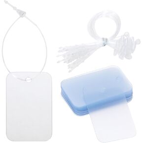 ONLYKXY 30pcs Plastic Blank Gift Tags Rectangle Clothing Tags with String Small Price Name Brand Shipping Label for Pricing Luggage Plant Jewelry Craft Yard Sale Garage Marking Hang Tags (Translucent)