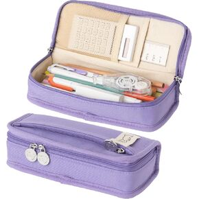 Daily White Pencil Case, Large Capacity Pencil Pouch with Ample Storage, Simple Design for Students and Professionals