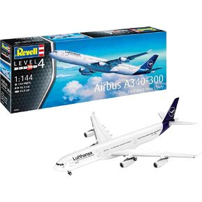 Revell Model Making I A340-300 Lufthansa New Livery I Building Kit I Scale 1:144 I 112 Pieces I DIY Kit from 12 Years I Detailed Aircraft Model with Authentic Paint