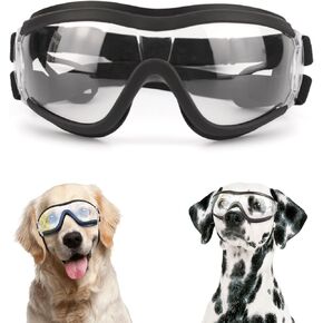 Namsan Clear Dog Goggles Large Breed, UV-Protection Doggie Sunglasses for Medium to Large Dogs, Outdoor Dog Eye Protection, Anti-Fog Anti-Dust Windproof Snowproof, Adjustable Straps, Transparent