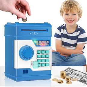 Piggy Bank for Kids, Cash Coin Can ATM Bank with Music and Fingerprint Unlocking Simulation, Electronic Coin Money Bank Gifts Toy for Kids Boys Girls, Black