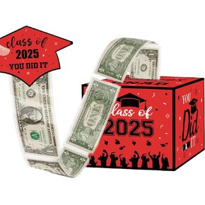 Red and Black Graduation Party Decorations Graduation Money Box for Cash Gift Pull 2025 with OPP Bag You Did it Congrats Grad Surprise Box for Class of 2025 Grad Party Favors