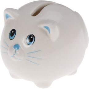 Piggy Bank for Adults Ceramic Cat Safe Money Coins Banknotes Saving Box for Kids Boys Girls White Coin and 2.75 X 2.16 1.96 Inches