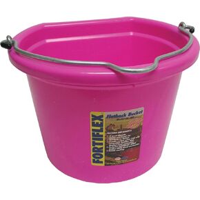 Fortiflex Flat Back Feed Bucket for Dogs/Cats and Small Animals, 8-Quart, Hot Pink