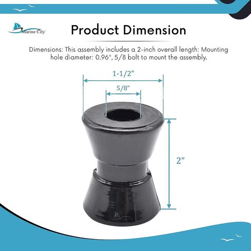 MARINE CITY Black Environmental Friendly PU Bow Roller for Bow Anchor Roller Holder Replacement Bow Roller 3 Inches for Marines Boats Yachts Kayaks (Pack of 1) in Saudi Arabia