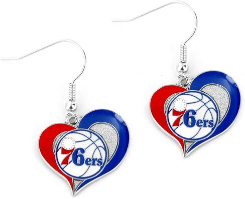 Aminco NBA Golden State Warriors Swirl Heart Earrings, Team Color in Saudi Arabia