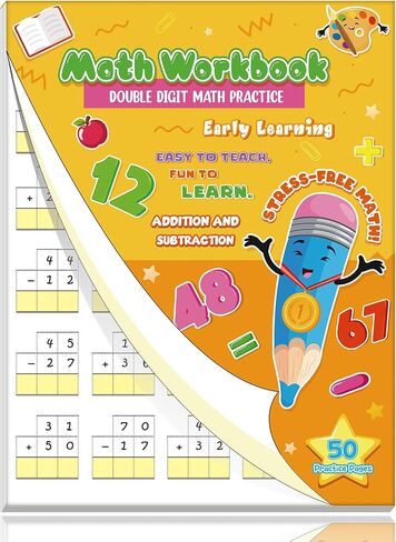 Ireer Double Digit Math Problem Workbook Double Digit Addition and Subtraction One Page a Day for Grades 1-3 Simply Tear Off on Page a Day for Math Repetition Drills Addition and Subtraction Workbook in Saudi Arabia
