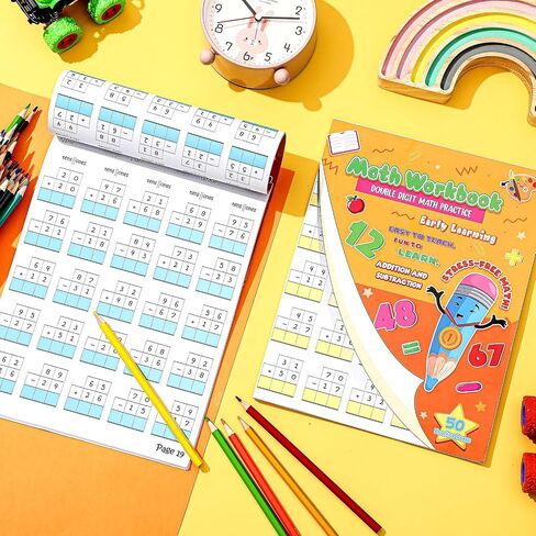 Ireer Double Digit Math Problem Workbook Double Digit Addition and Subtraction One Page a Day for Grades 1-3 Simply Tear Off on Page a Day for Math Repetition Drills Addition and Subtraction Workbook in Saudi Arabia