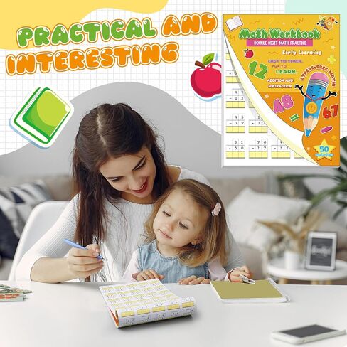 Ireer Double Digit Math Problem Workbook Double Digit Addition and Subtraction One Page a Day for Grades 1-3 Simply Tear Off on Page a Day for Math Repetition Drills Addition and Subtraction Workbook in Saudi Arabia