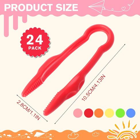 Chunful 12 Pcs Plastic Tweezers for Kid Fine Motor Toys Easy Grip Toddler Tweezers Jumbo for Craft DIY Jewelry Making Beading Family School (Green, Pink, Red, Blue, Yellow, Orange) in Saudi Arabia