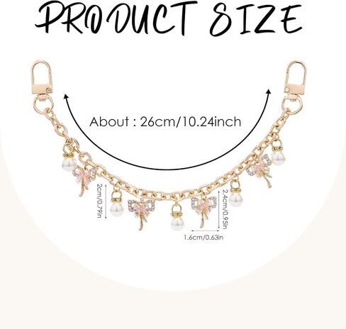 LuneClat Pearl Decorative Bag Charm - Gold Bag Chains with Rose Pendant, Replacement Extension Strap for Tote Shoulder Bags, Handbag Chain Accessories for Women in Saudi Arabia