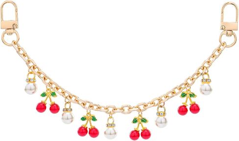LuneClat Pearl Decorative Bag Charm - Gold Bag Chains with Rose Pendant, Replacement Extension Strap for Tote Shoulder Bags, Handbag Chain Accessories for Women in Saudi Arabia